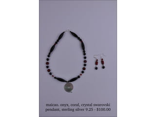 maicao. onyx, coral, crystal swarovski pendant, sterling silver 9.25 - $100.00 