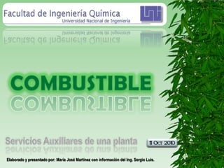 COMBUSTIBLE Servicios Auxiliares de una planta Elaborado y presentado por: María José Martínez con información del Ing. Sergio Luis. 