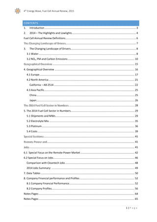 4th
Energy Wave, Fuel Cell Annual Review, 2015
1 | P a g e
CONTENTS
1. Introduction .........................................