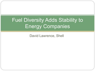 David Lawrence, Shell
Fuel Diversity Adds Stability to
Energy Companies
 
