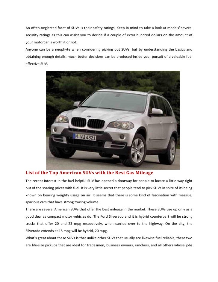 Fuel Efficient SUVs