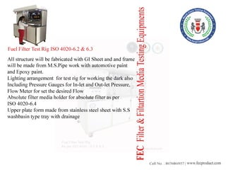 Fuel filter test rig iso 4020 6.2 & 6 PDF
