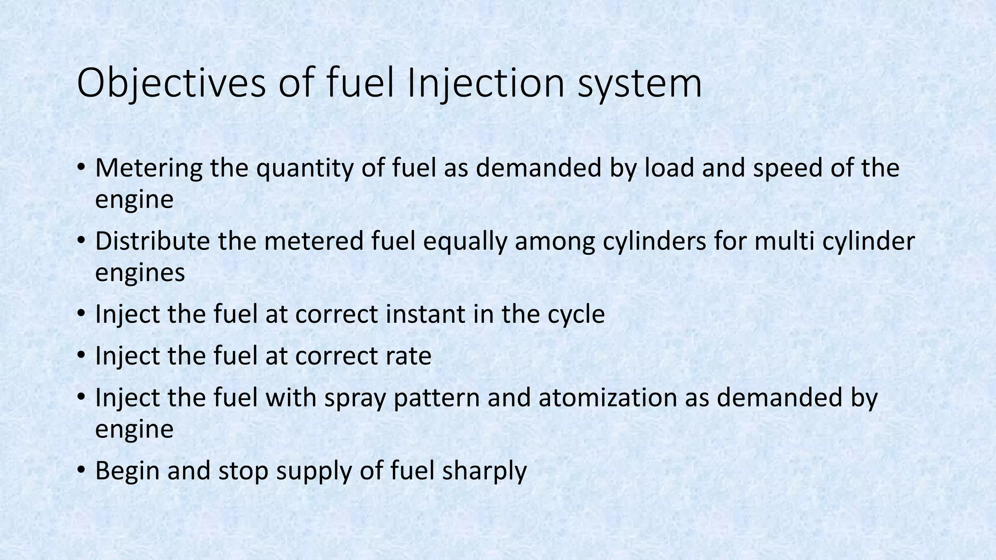 Fuel injection system in ci engine PPT