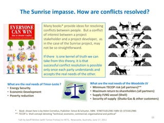The Sunrise impasse. How are conflicts resolved?
Talk by Geoff McKee (with Tomas Freitas) to HETS, Newcastle, Australia, J...