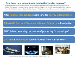 Can there be a win-win solution to the Sunrise impasse?
Talk by Geoff McKee (with Tomas Freitas) to HETS, Newcastle, Austr...