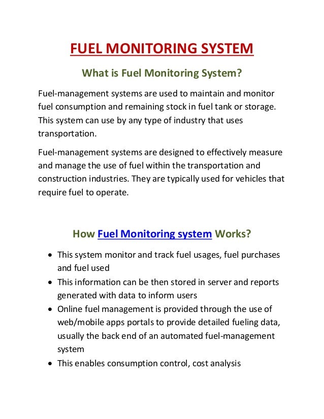 Intro about Fuel Monitoring System Introduction