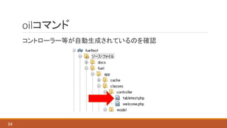 oilコマンド
コントローラー等が自動生成されているのを確認
34
 