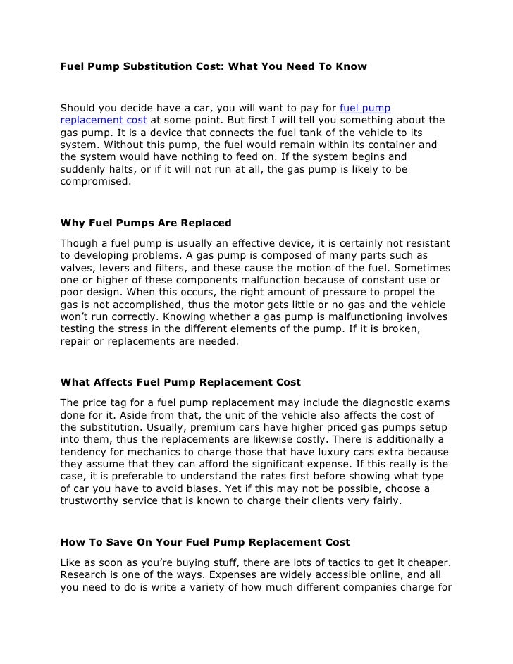 Fuel pump replacement cost