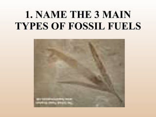 1. NAME THE 3 MAIN TYPES OF FOSSIL FUELS 