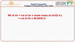 Wt of air = vol of air x molar mass of air/22.4 L
= vol of air x 28.94/22.4
 