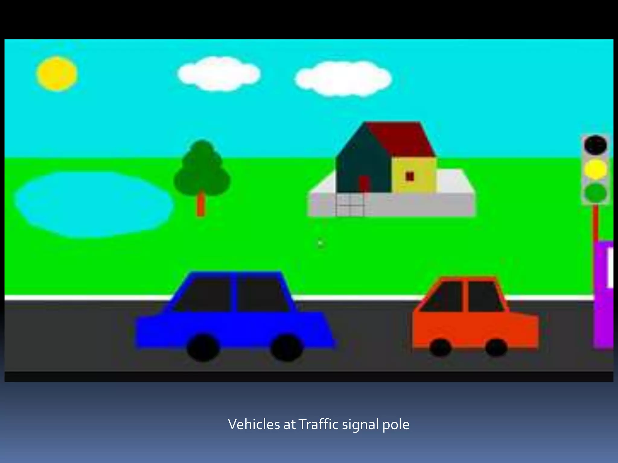 Vehicles atTraffic signal pole
 