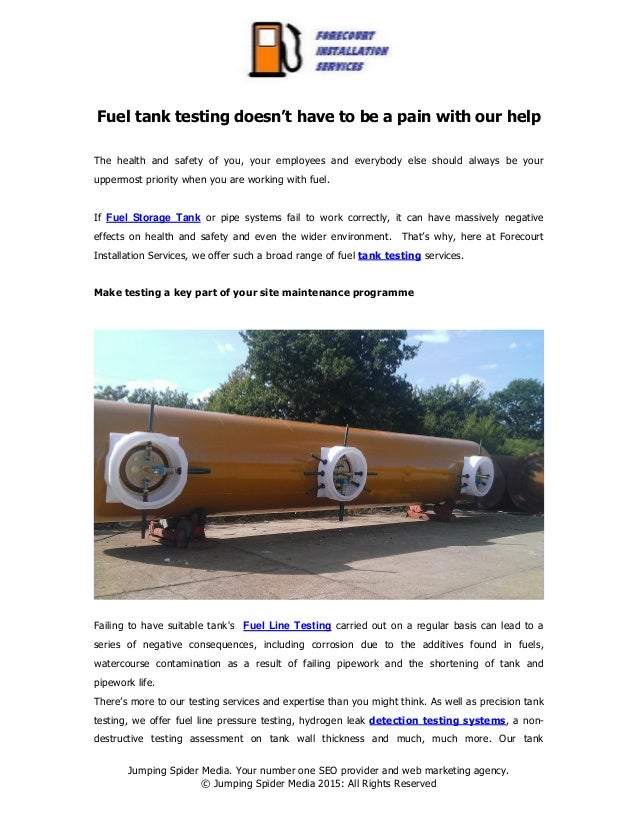 Fuel tank testing doesn’t have to be a pain with our help