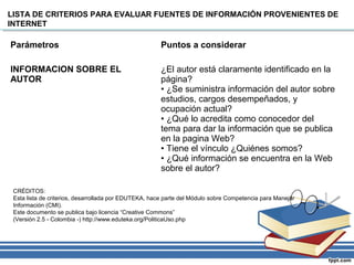 Fuente confiables de información | PPT