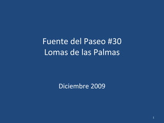 Fuente del Paseo #30
Lomas de las Palmas
Diciembre 2009
1
 