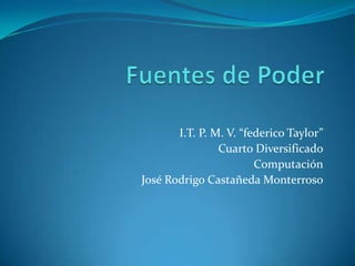 Fuentes de Poder  I.T. P. M. V. “federico Taylor” Cuarto Diversificado Computación José Rodrigo Castañeda Monterroso 