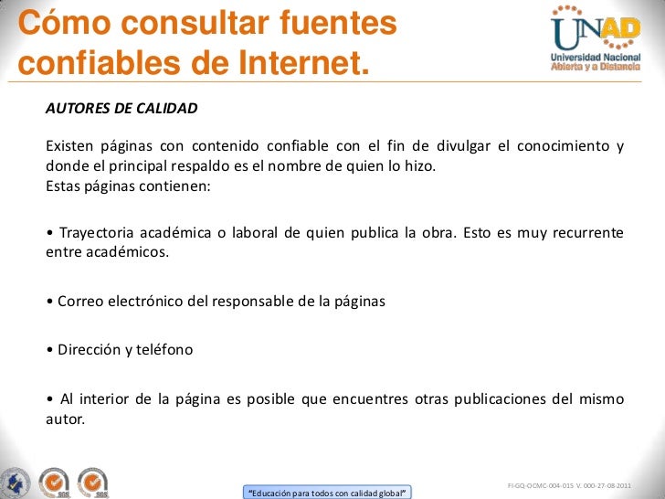 Cómo identificar Fuentes confiables de Internet