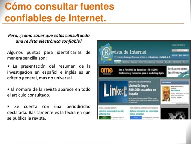 Fuentes viables y confiables para consultar en