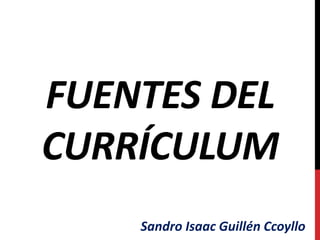 FUENTES DEL
CURRÍCULUM
Sandro Isaac Guillén Ccoyllo
 