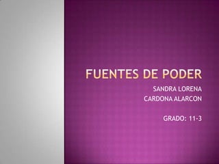 FUENTES DE PODER SANDRA LORENA CARDONA ALARCON GRADO: 11-3 