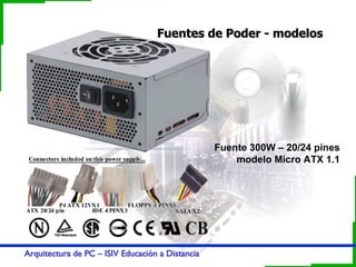 Fuentes de Poder - modelos Fuente 300W – 20/24 pines modelo Micro ATX 1.1 