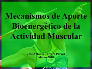 Mecanismos de Aporte
 Bioenergético de la
 Actividad Muscular
     José Antonio Carrera Peraza
             Marzo 2010
 