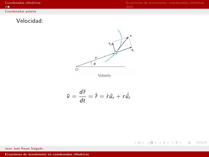 Ecuaciones de movimiento coordenadas cilindricas Ecuaciones de movimiento coordenadas cilindricas