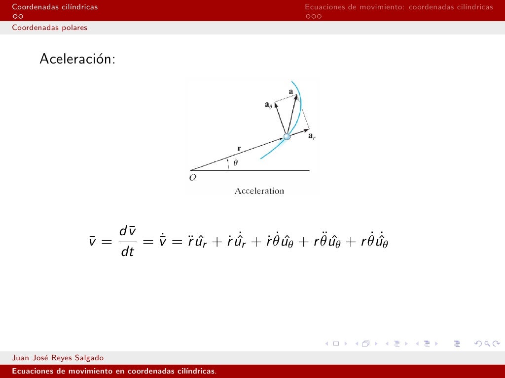 Ecuaciones de movimiento coordenadas cilindricas Ecuaciones de movimiento coordenadas cilindricas
