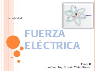 FUERZA ELÉCTRICA Electricidad Física II Profesor: Ing. Ernesto Yáñez Rivera  