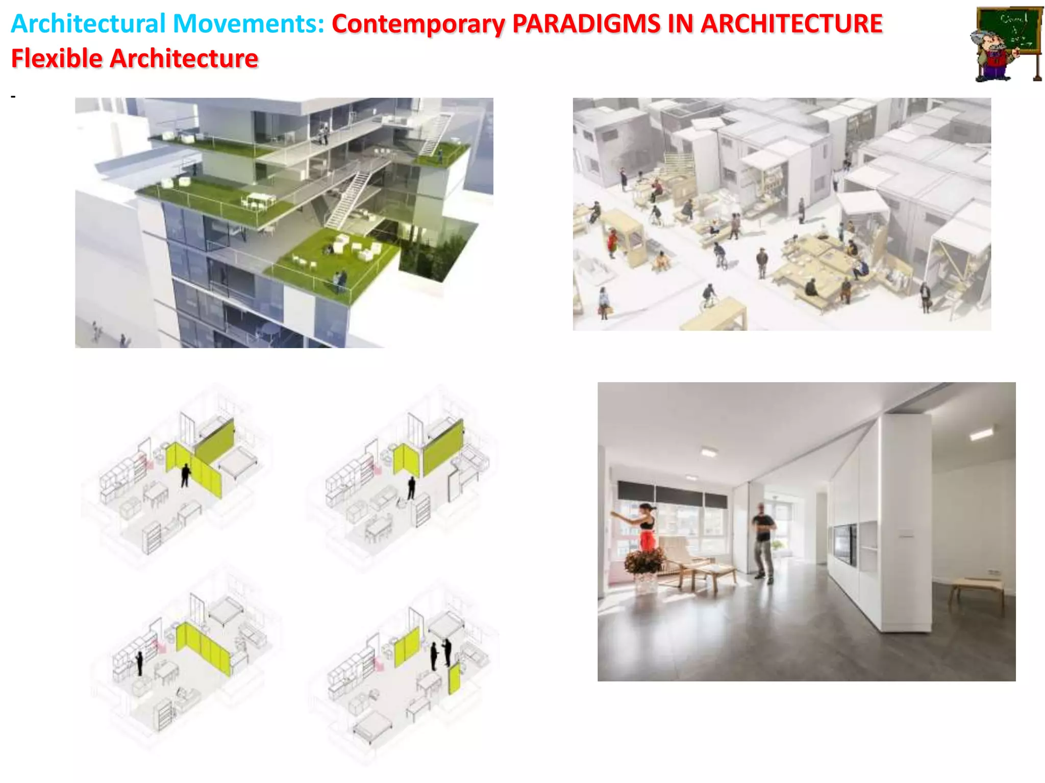 Architectural Movements: Contemporary PARADIGMS IN ARCHITECTURE
Flexible Architecture
-
 