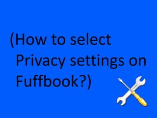 (How to select
 Privacy settings on
 Fuffbook?)
 