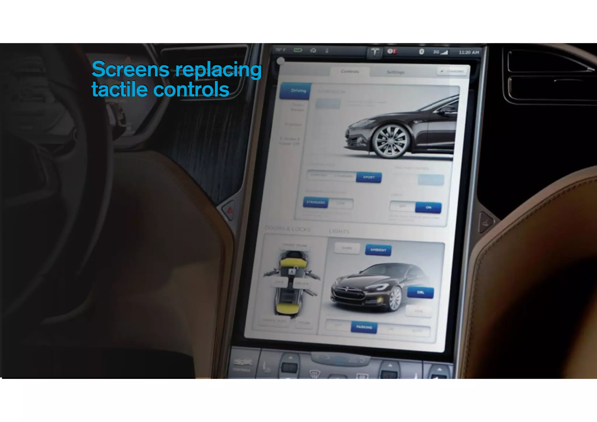 Screens replacing
tactile controls
 
