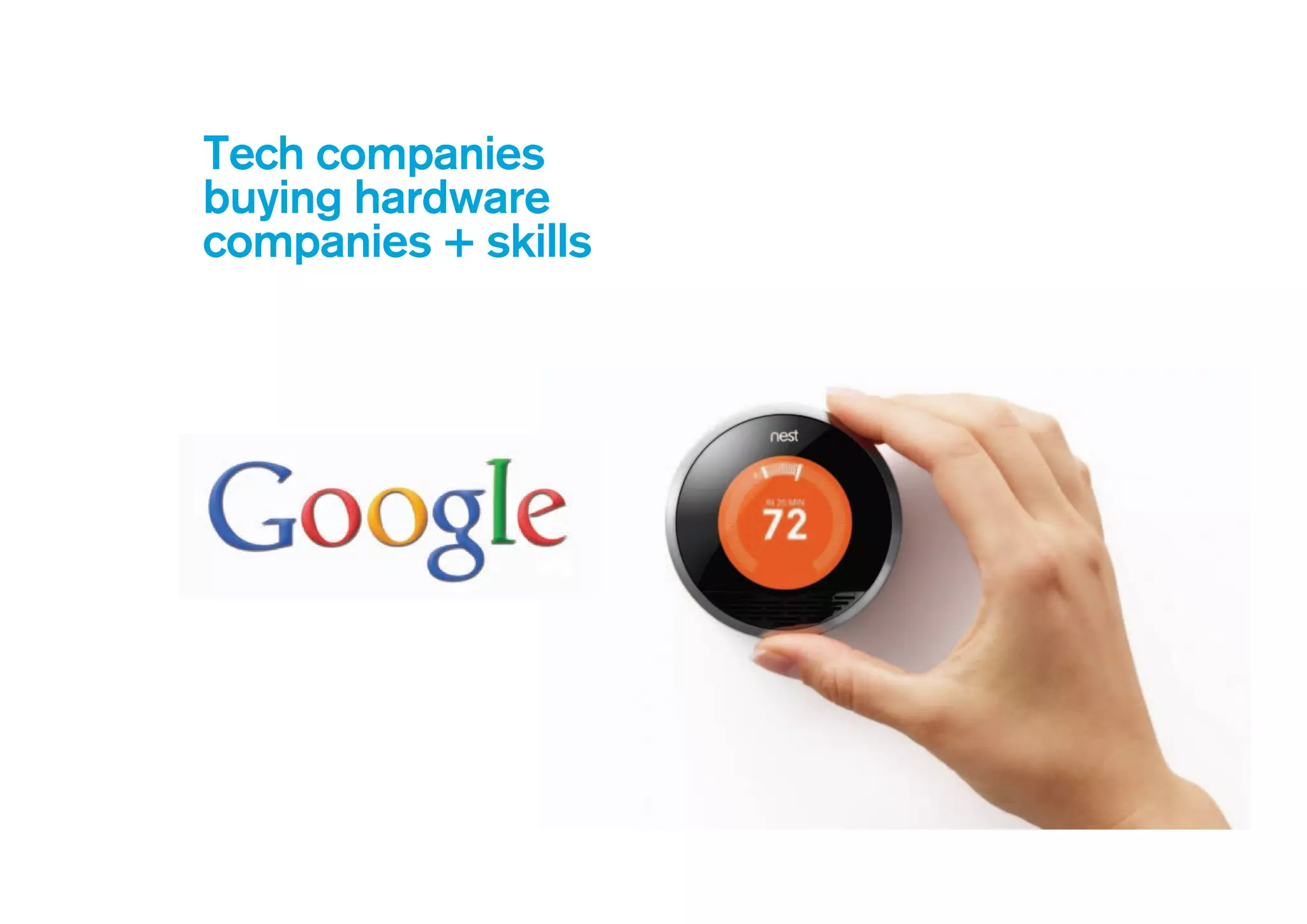 Tech companies
buying hardware
companies + skills
 
