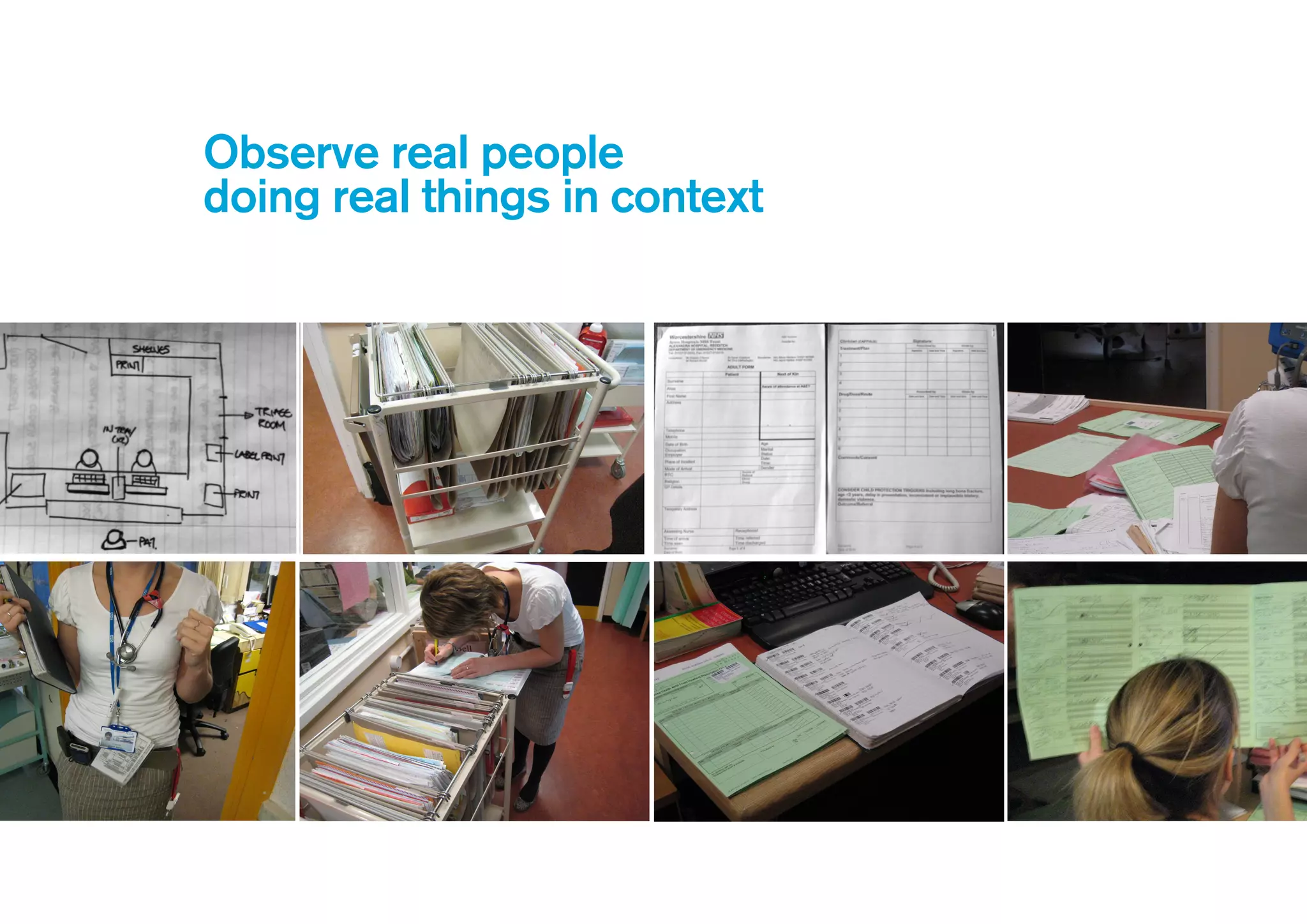 The world
The products and
services that people will
use and the context of
that usage
The user
How they see the
world and how they
need to manipulate it
 