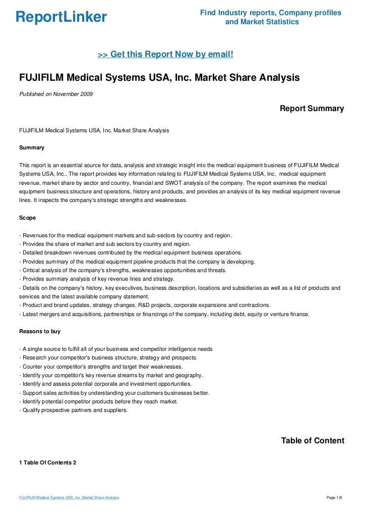 FUJIFILM Medical Systems USA, Inc. Market Share Analysis
