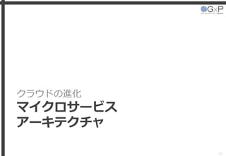 クラウドの進化
マイクロサービス
アーキテクチャ
31
 