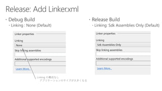  
Linking の構成なし
アプリケーションのサイズが大きくなる
 