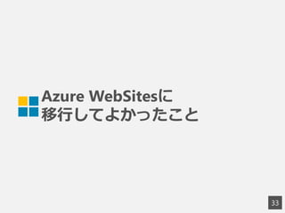 Azure WebSitesに
移行してよかったこと
33
 