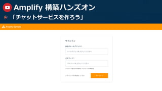 12
Amplify 構築ハンズオン
  「チャットサービスを作ろう」
 