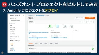 22
ハンズオン① プロジェクトをビルドしてみる
7.  Amplify プロジェクトをデプロイ
 