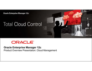 Enterprise Cloud Management-- Enabled by Oracle Enterprise Manager
     p               g                 y             p         g




Oracle Enterprise Manager 12c
Product Overview Presentation: Cloud Management


   1   Copyright © 2011, Oracle and/or its affiliates. All rights   Insert Information Protection Policy Classification from Slide 8
       reserved.
 