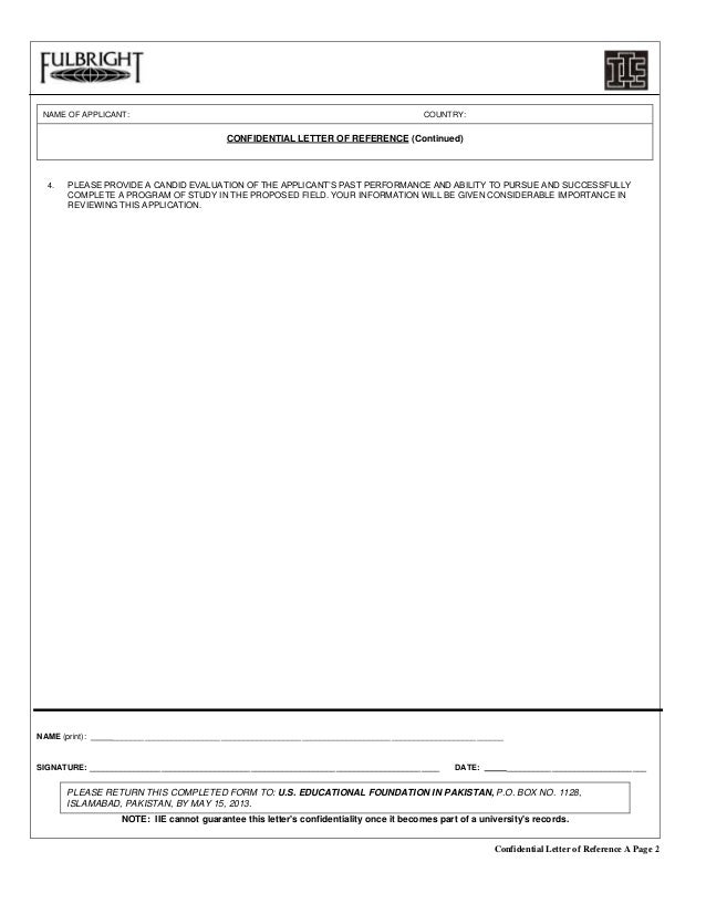 fulbright letter of recommendation