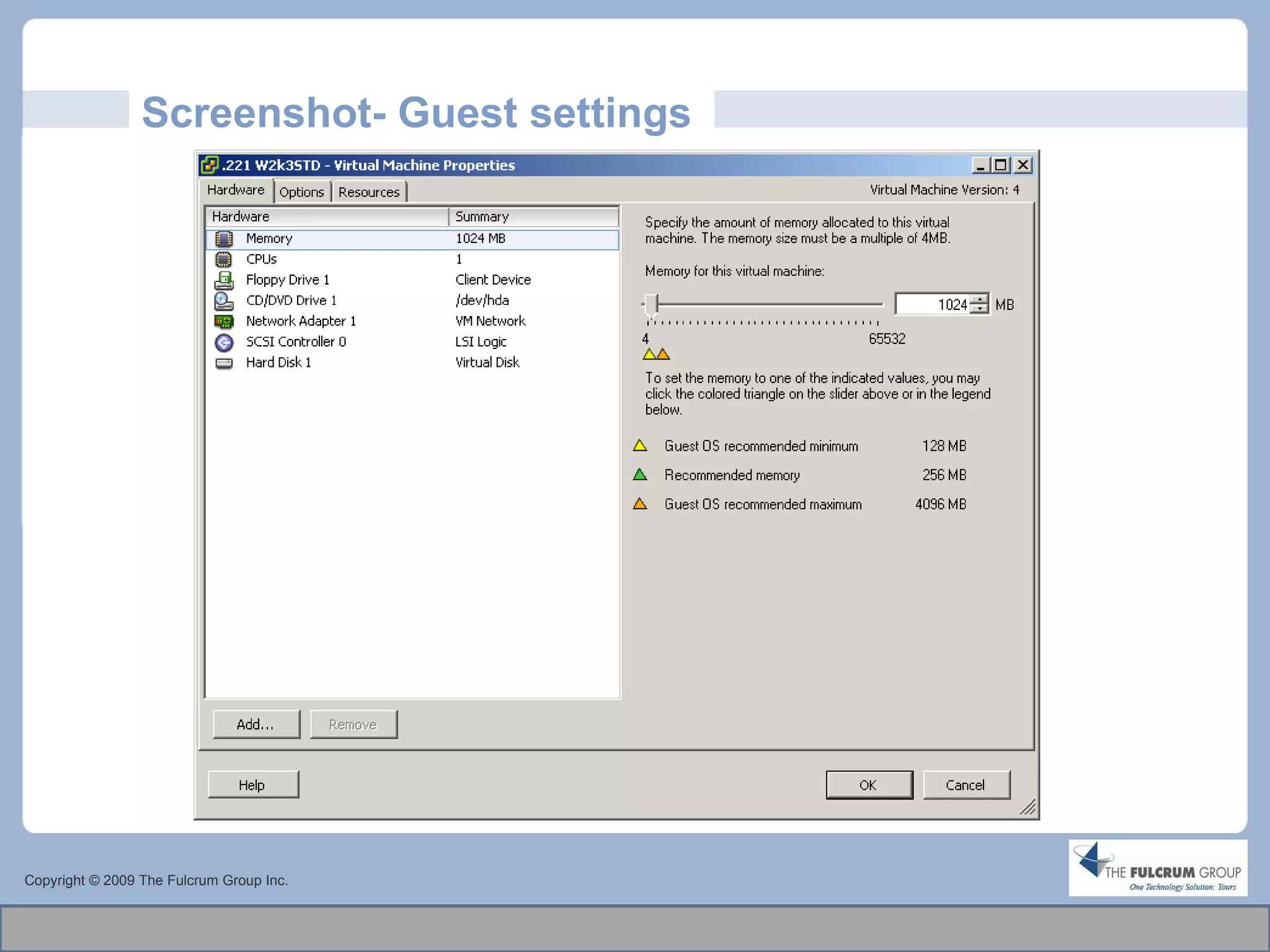 Screenshot- Guest settings Copyright © 2009 The Fulcrum Group Inc. 