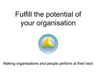 Fulfill the potential of
your organisation
Making organisations and people perform at their best
 
