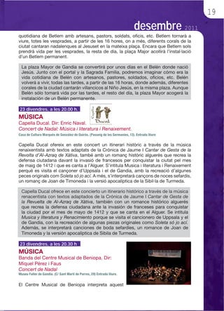 19
                               desembre 2011




23 divendres, a les 20.00 h.




23 divendres, a les 20.30 h
 