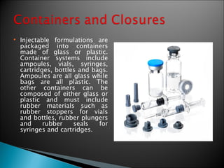 Container Content For Injections Packaging of Ophthalmic and parenteral products | PPT