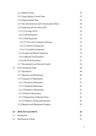 3
2.2.2 Quality Policies 26
2.2.3 Project Quality Control Team 27
2.2.4 Organizational Chart 29
2.2.5 Site Administration ...