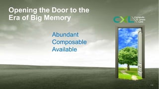 Opening the Door to the
Era of Big Memory
136
Abundant
Composable
Available
 