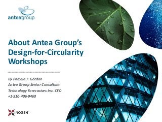 About Antea Group’s
Design-for-Circularity
Workshops
_____________________________
By Pamela J. Gordon
Antea Group Senior Consultant
Technology Forecasters Inc. CEO
+1-510-406-9460
 