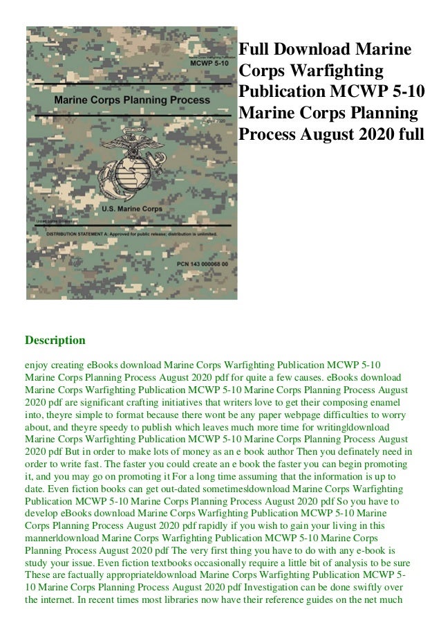 Full Download Marine Corps Warfighting Publication MCWP 5 10 Marine
