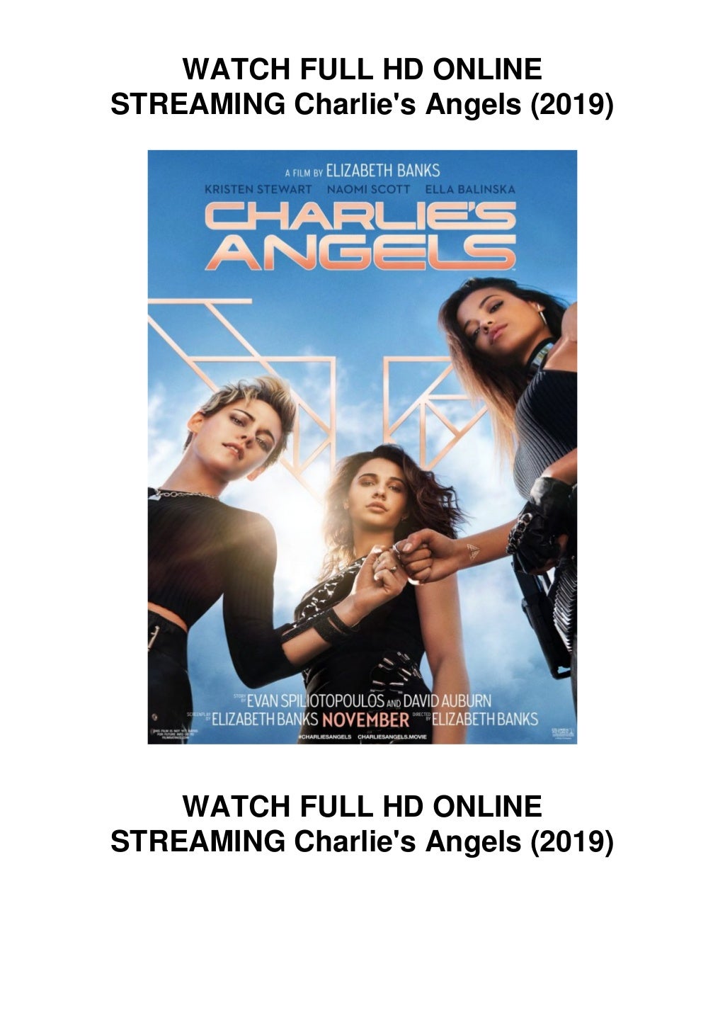 Charlie's Angels Streaming 2019 FULL HD STREAMING Charlie's Angels (2019) FULL ACCESS